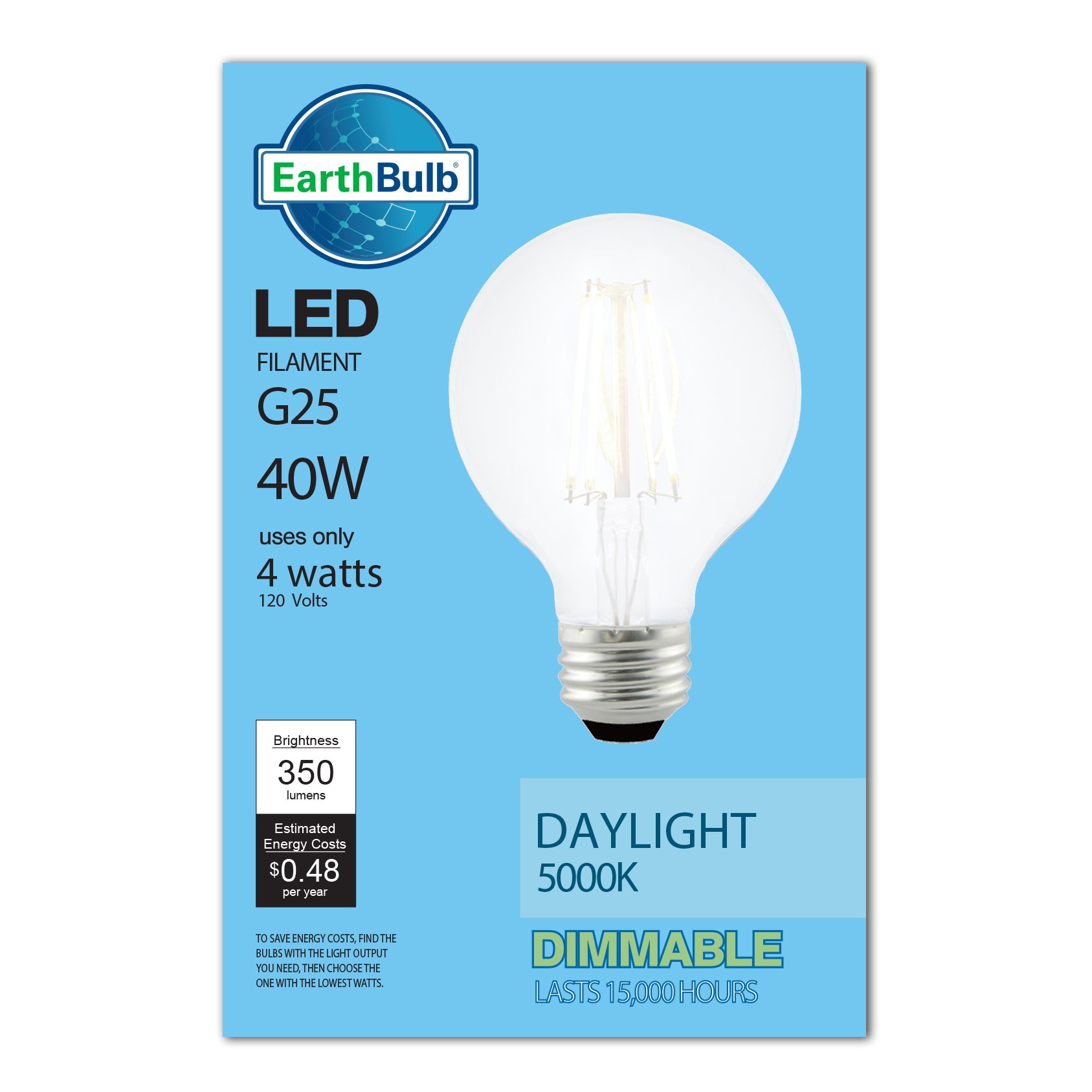 Earthbulb G25 40 Watt Led Light Bulb Daylight Shop Light Bulbs At H E B 1861