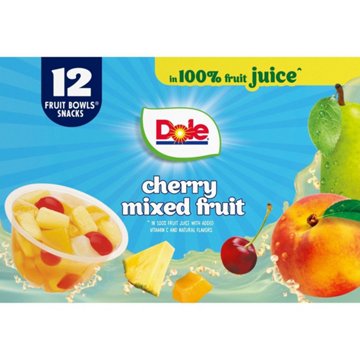 Dole Fruit Bowls - Cherry Mixed Fruit in 100% Juice, 12 ct