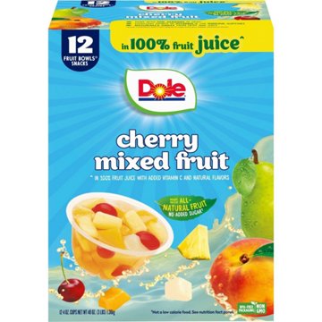 Dole Fruit Bowls - Cherry Mixed Fruit in 100% Juice, 12 ct