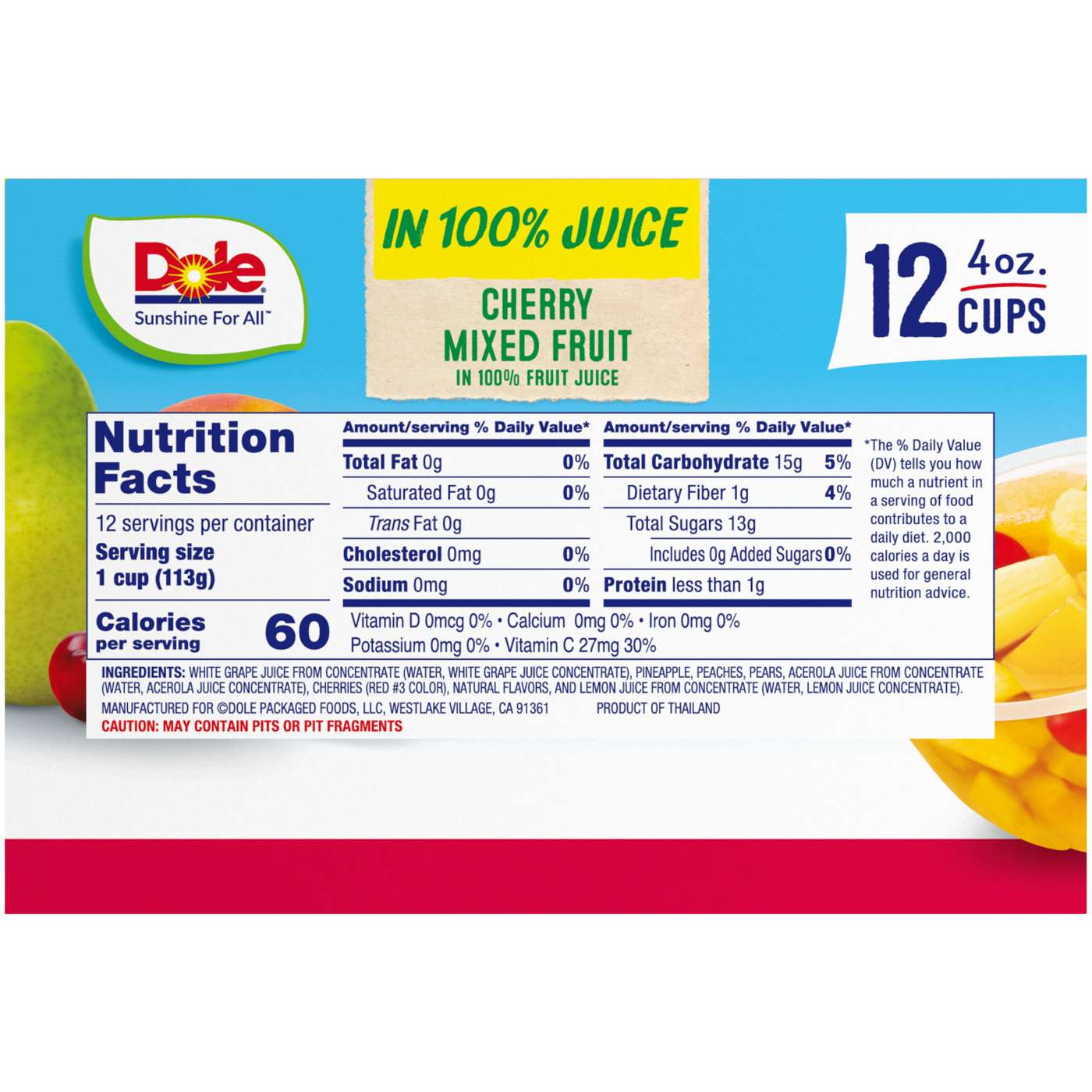 Dole Fruit Bowls - Cherry Mixed Fruit in 100% Juice; image 4 of 7