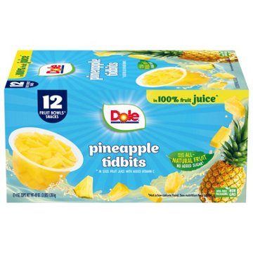 Dole Fruit Bowls - Pineapple Paradise Tidbits in 100% Juice, 12 ct