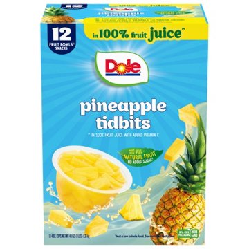 Dole Fruit Bowls - Pineapple Paradise Tidbits in 100% Juice, 12 ct