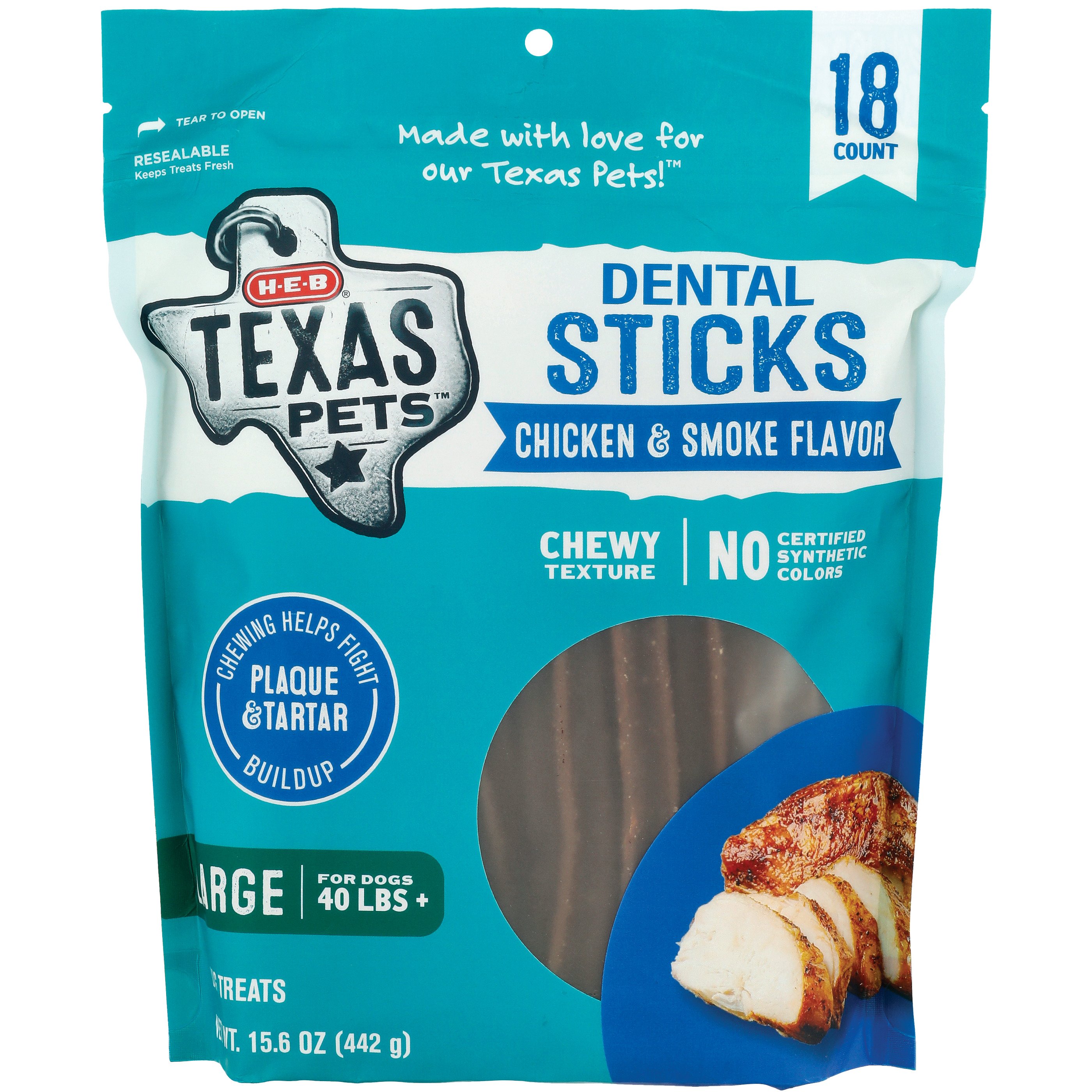 HEB Texas Pets Smoked ChickenFlavored Dental Sticks Large Dogs