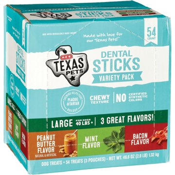 H-E-B Texas Pets Dental Sticks Variety Pack - Large Dogs, 54 ct