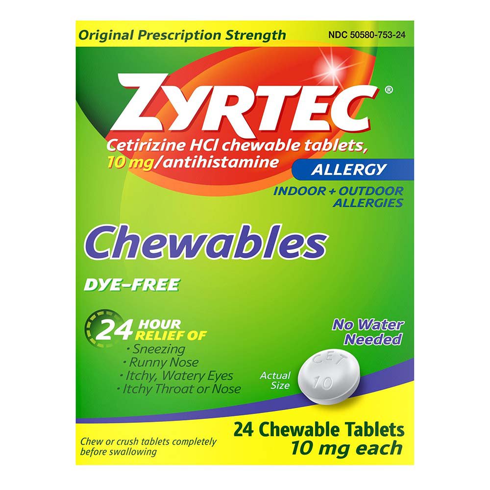Zyrtec Chewables Allergy 24 Hour Relief Tablets Shop Sinus & allergy