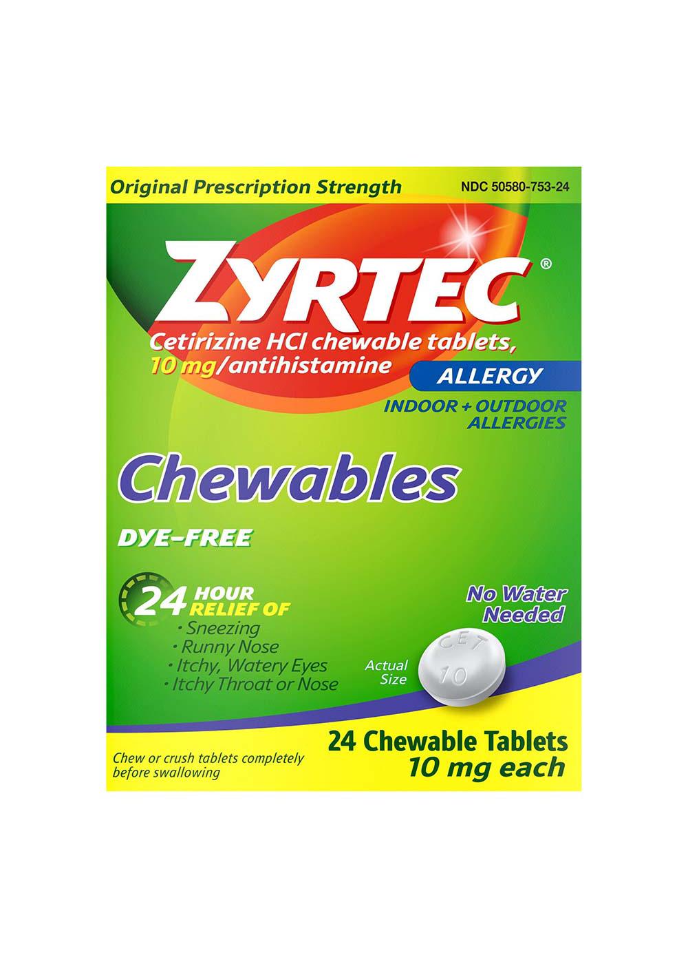 Zyrtec Chewables Allergy 24 Hour Relief Tablets; image 1 of 2