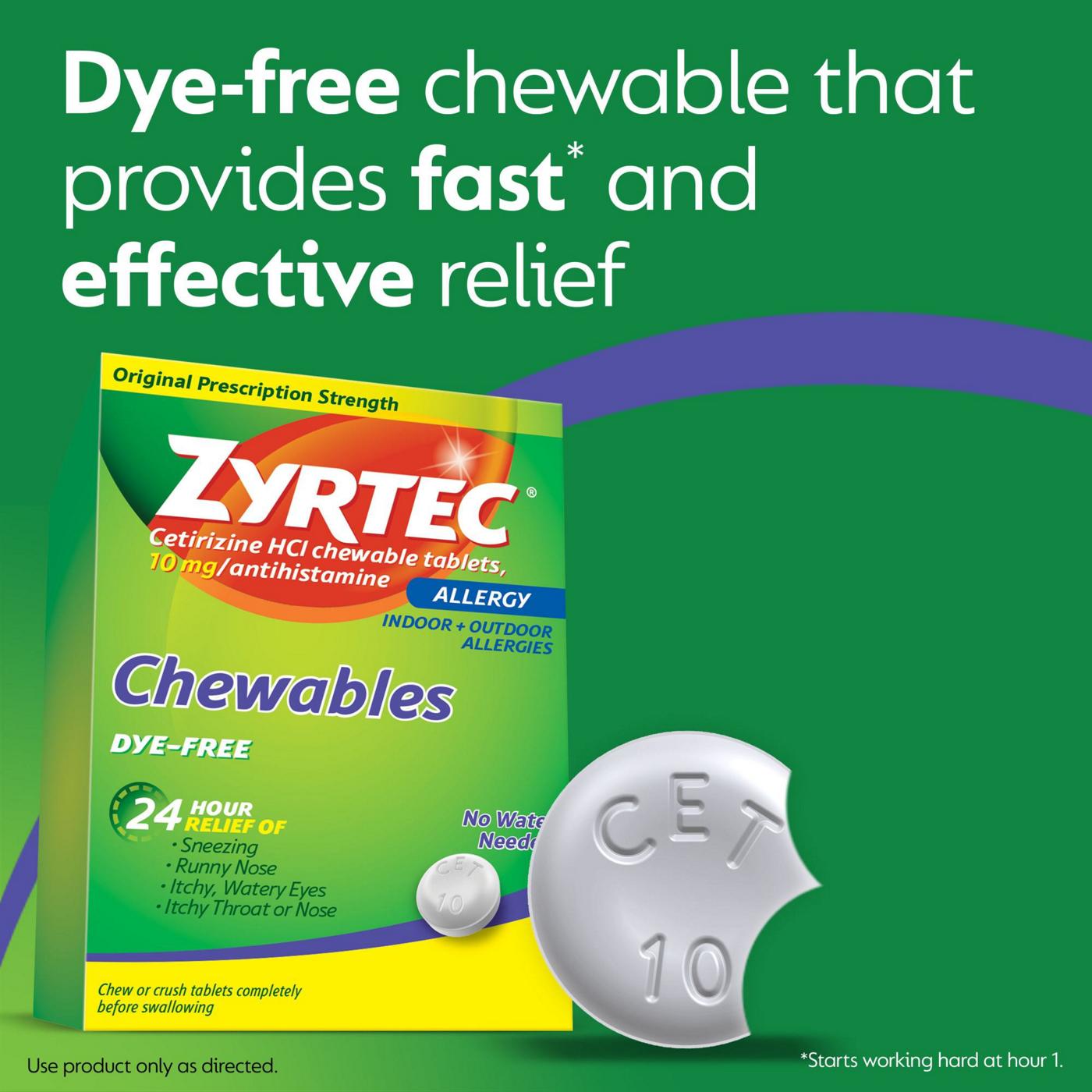 Zyrtec 24 Hour Allergy Relief Chewables, Cetirizine HCl; image 4 of 6