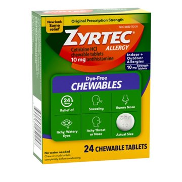 Zyrtec 24 Hour Allergy Relief Chewables, Cetirizine HCl