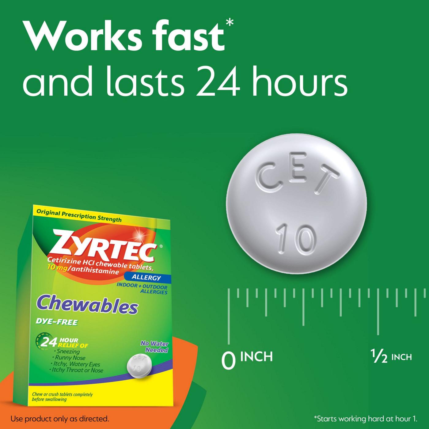 Zyrtec 24 Hour Allergy Relief Chewables, Cetirizine HCl; image 6 of 6