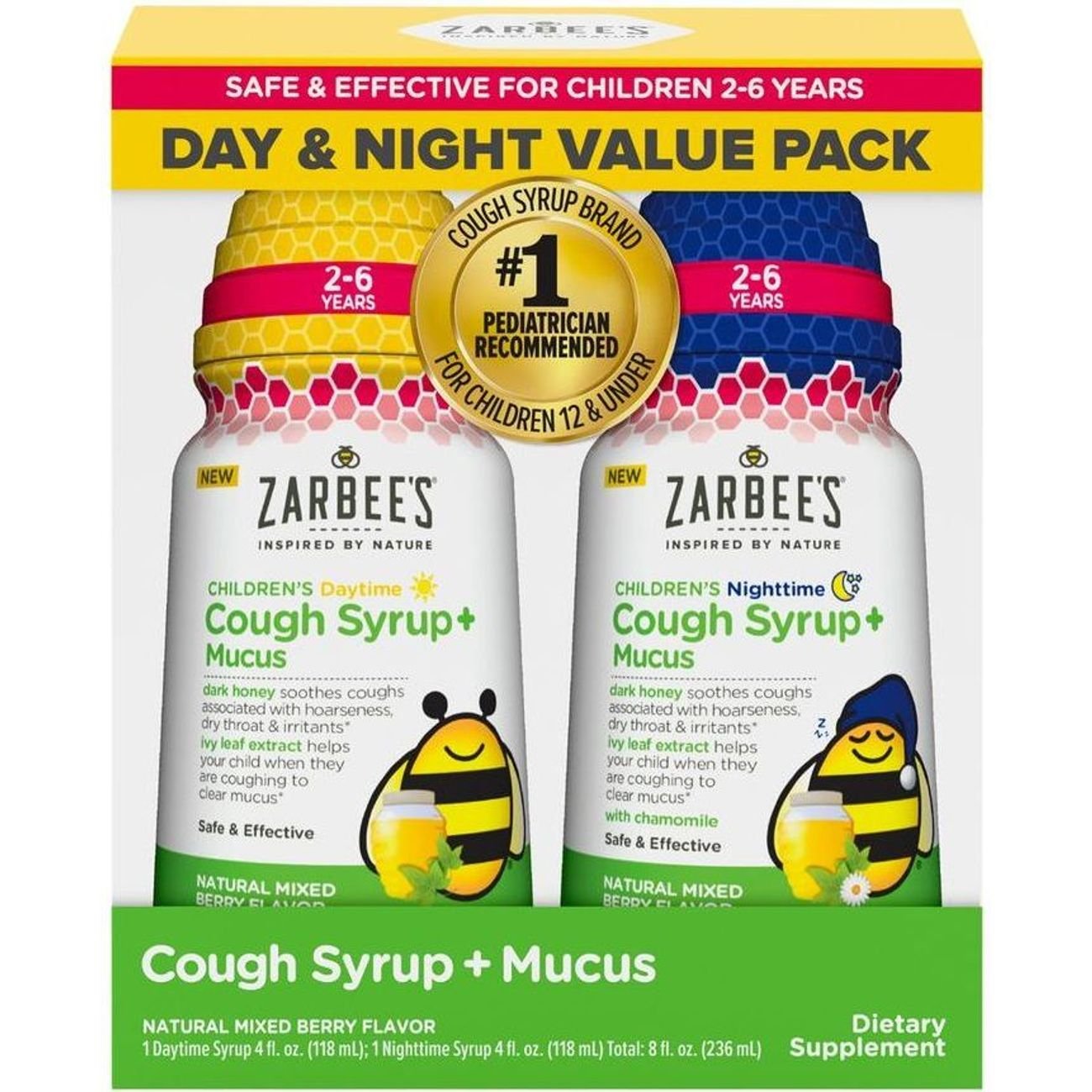 Zarbee's Kids Cough + Mucus Day & Night Liquid Berry Shop Cough
