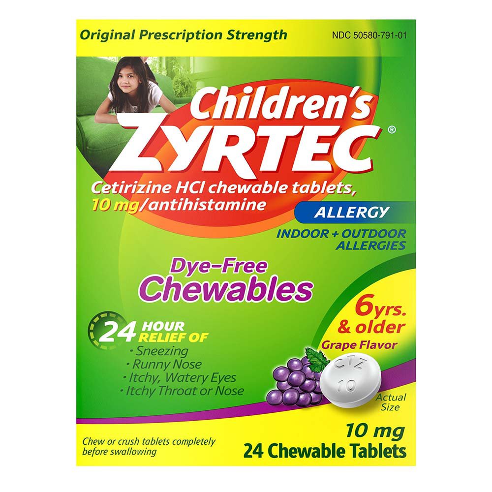Children's Zyrtec 24-hr Allergy Chewable Tablets - Grape, 24 ct