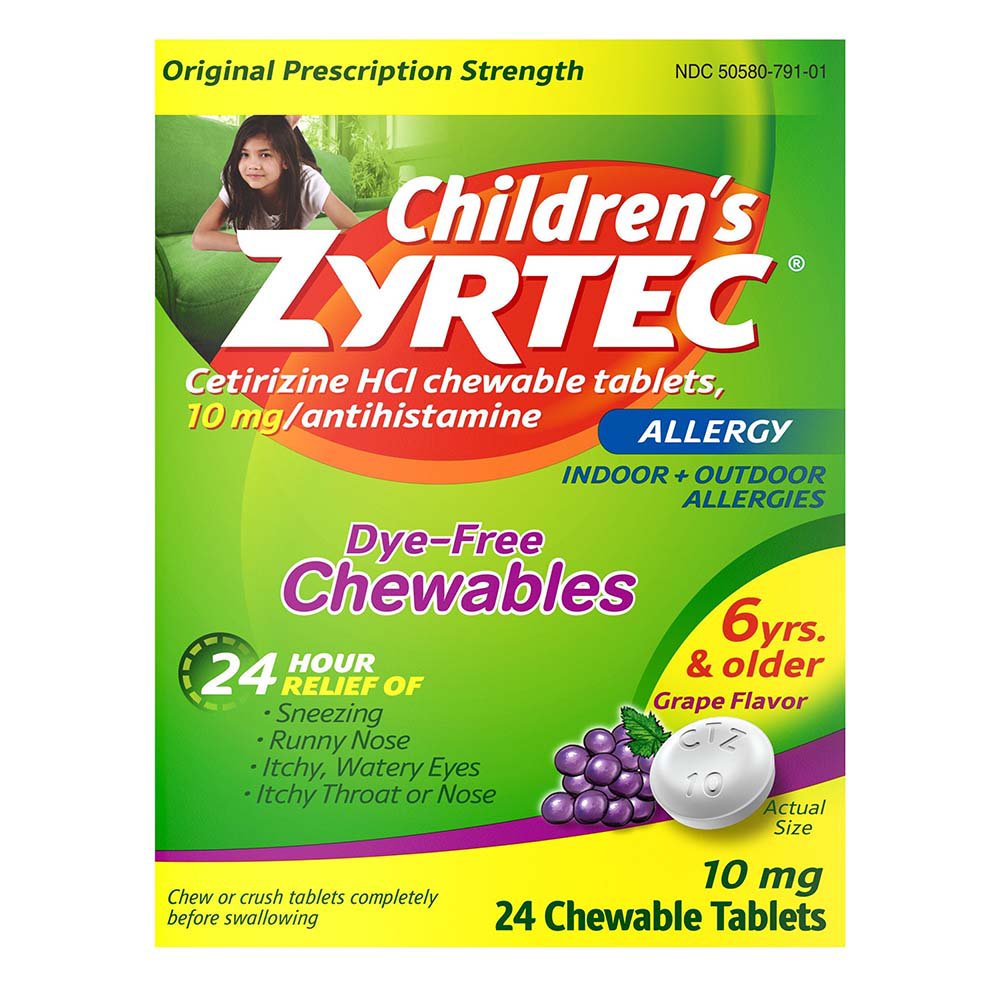 Zyrtec Children's Allergy 24 Hour Relief Chewable Tablets Grape