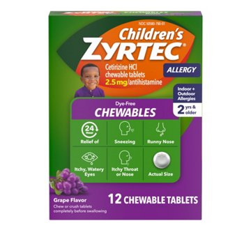 Children's Zyrtec 24 Hour Children's 2.5 mg Allergy Chewables, Grape