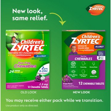 Children's Zyrtec 24 Hour Children's 2.5 mg Allergy Chewables, Grape