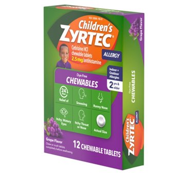 Children's Zyrtec 24 Hour Children's 2.5 mg Allergy Chewables, Grape