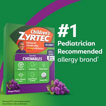 Children's Zyrtec 24 Hour Children's 2.5 mg Allergy Chewables, Grape