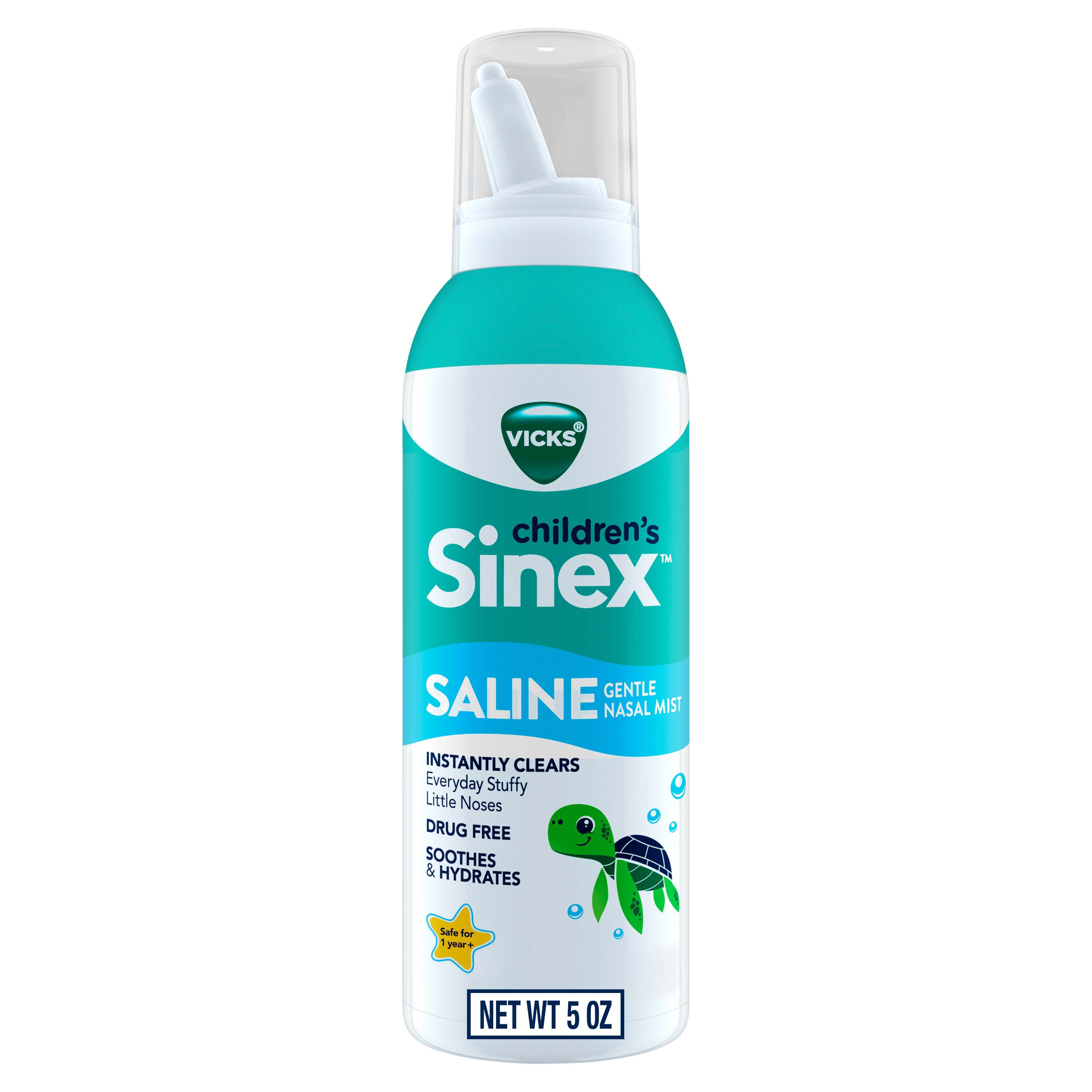Vicks Sinex, Children's Saline Nasal Spray, Ultra Fine Mist with Hint of Aloe, Fast Everyday Stuffy Nose Relief, 5 oz