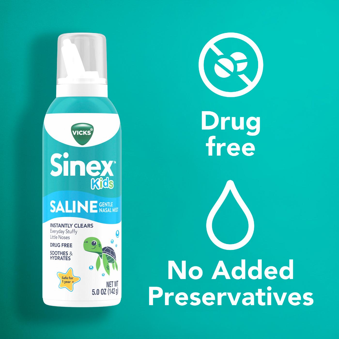 Vicks Sinex, Children's Saline Nasal Spray, Ultra Fine Mist with Hint of Aloe, Fast Everyday Stuffy Nose Relief; image 5 of 10