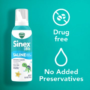 Vicks Sinex, Children's Saline Nasal Spray, Ultra Fine Mist with Hint of Aloe, Fast Everyday Stuffy Nose Relief