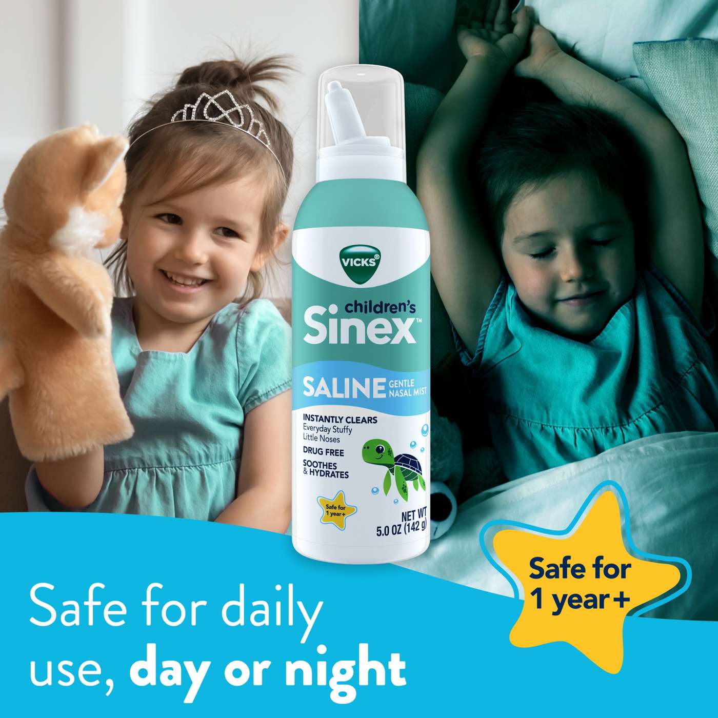 Vicks Sinex, Children's Saline Nasal Spray, Ultra Fine Mist with Hint of Aloe, Fast Everyday Stuffy Nose Relief; image 9 of 10