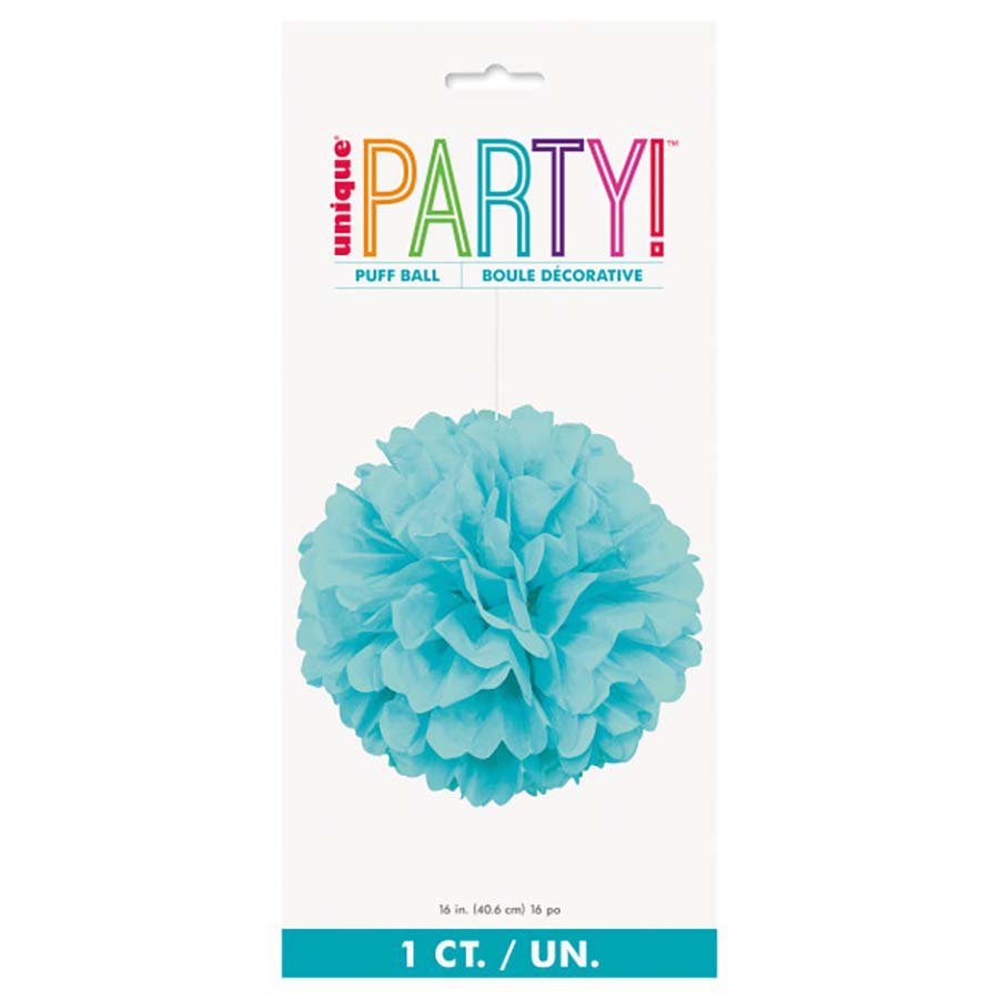 Teal Puff Ball Tissue Decoration - 16 in.