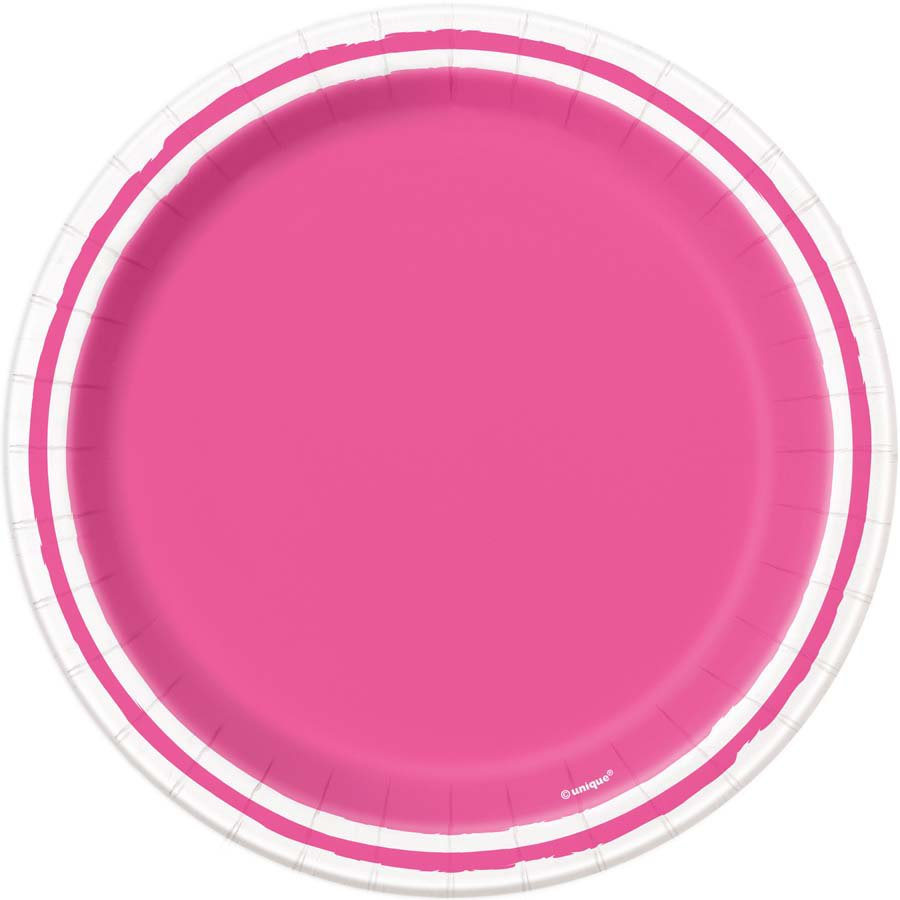 Unique 30 Color Collection Stripe Luncheon Paper Plates Hot Pink