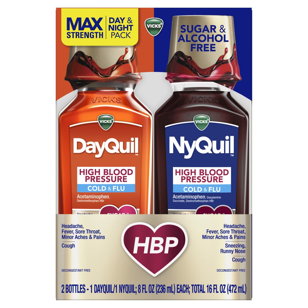 Vicks Dayquil + Nyquil High Blood Pressure Cold & Flu Liquid   Combo Pack