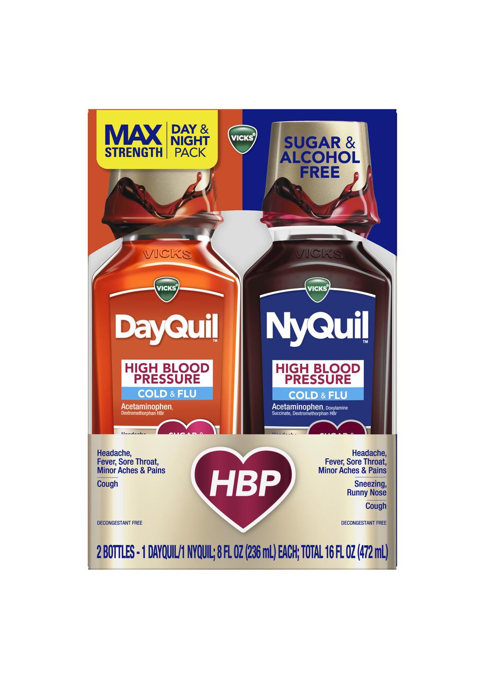 Vicks Dayquil + Nyquil High Blood Pressure Cold & Flu Liquid - Combo Pack; image 1 of 2