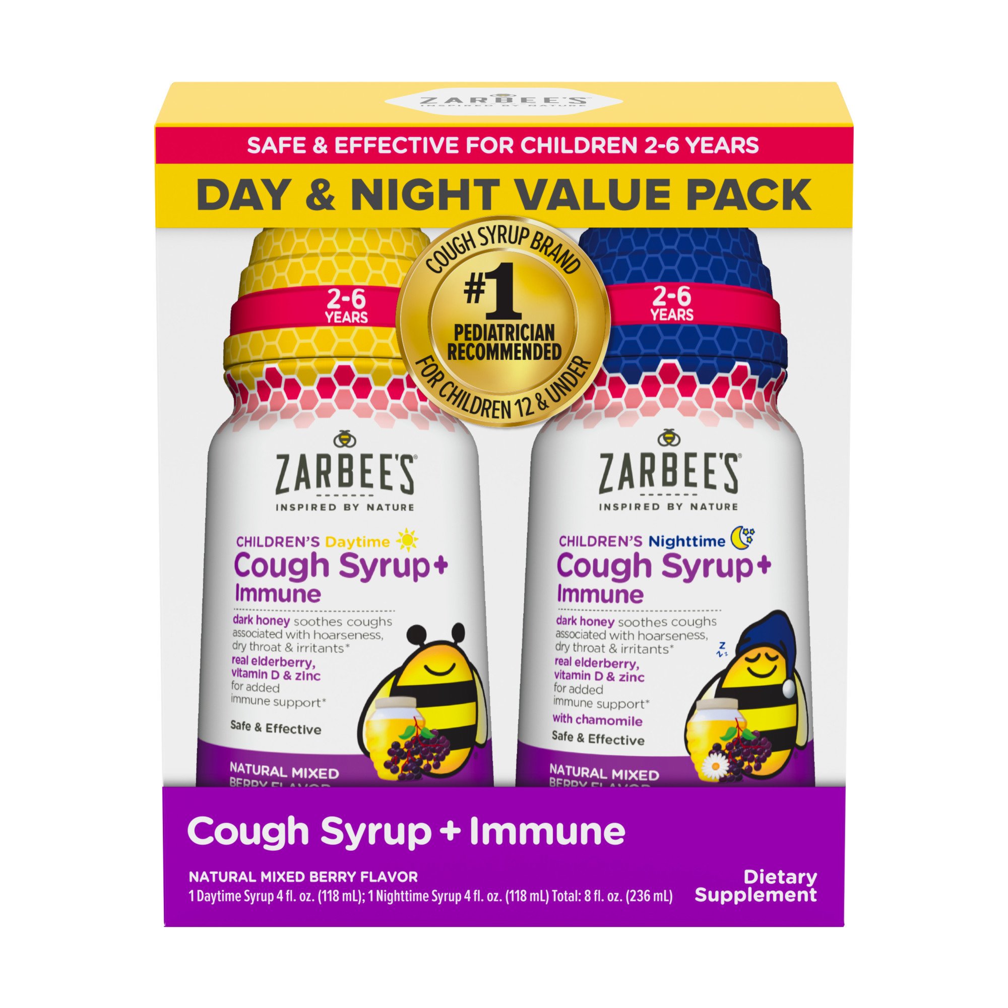 Zarbee's Kids Cough + Immune Daytime for Ages 2-6 - Berry, 8 oz