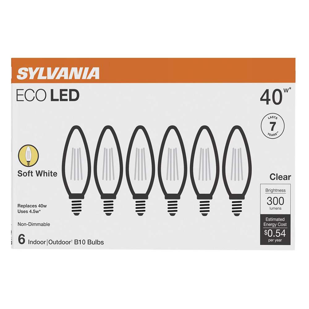 Sylvania ECO B10 40-Watt Soft White Clear LED Light Bulbs - Shop Light ...