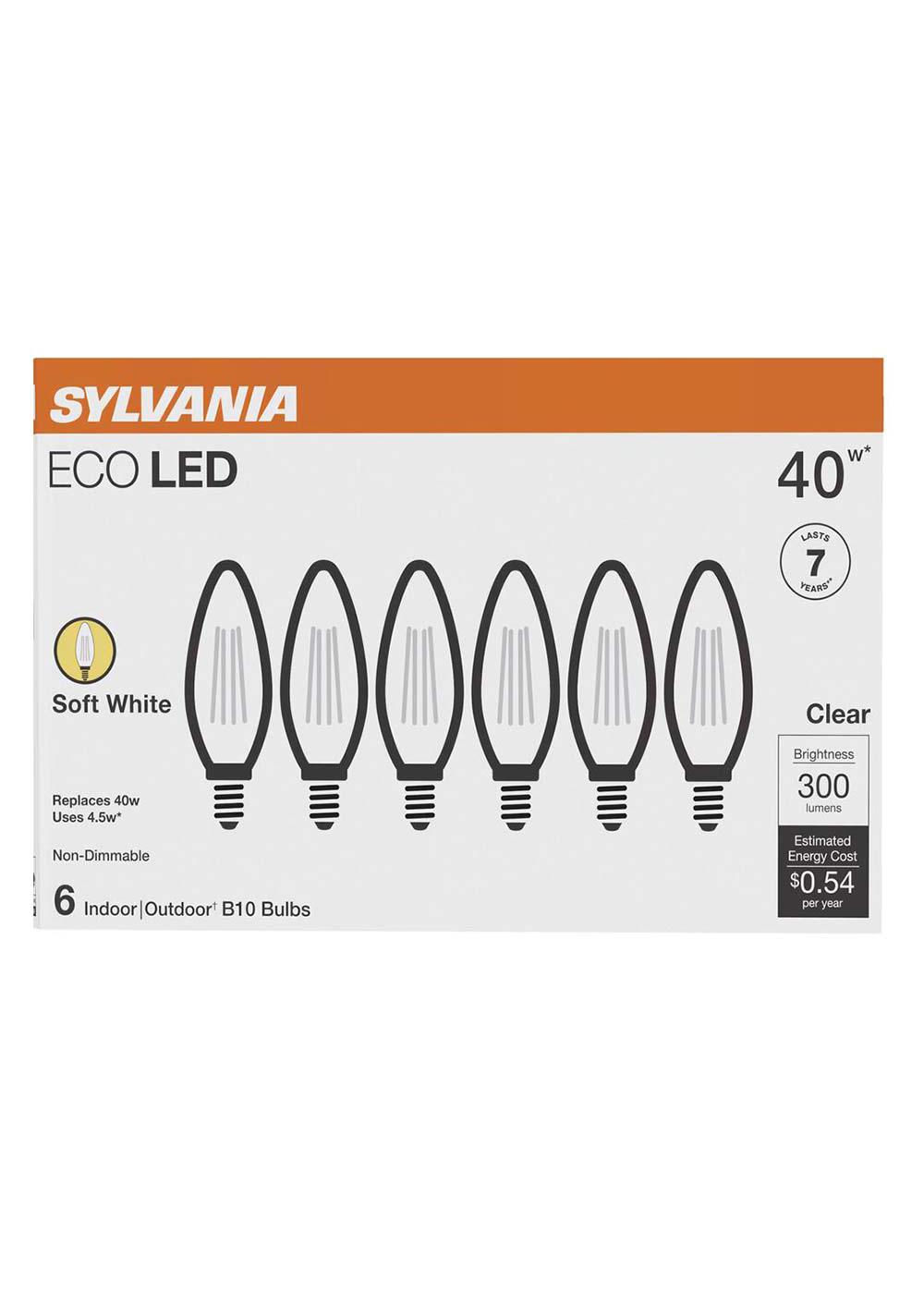 Sylvania ECO B10 40-Watt Soft White Clear LED Light Bulbs; image 1 of 2