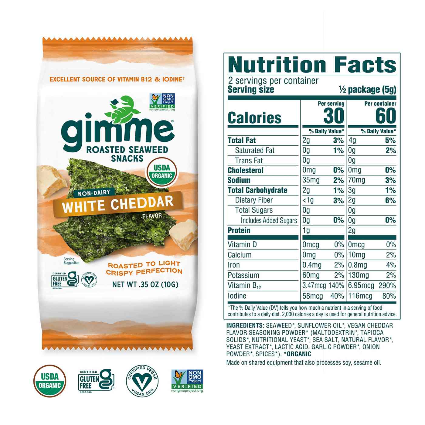 Gimme Roasted Seaweed Snack White Cheddar Shop Chips at HEB