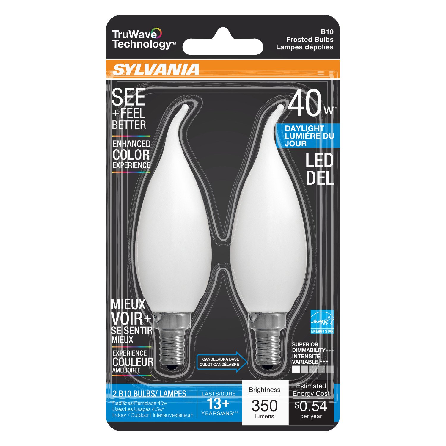 Sylvania TruWave B10 40Watt Frosted LED Light Bulbs Daylight Shop
