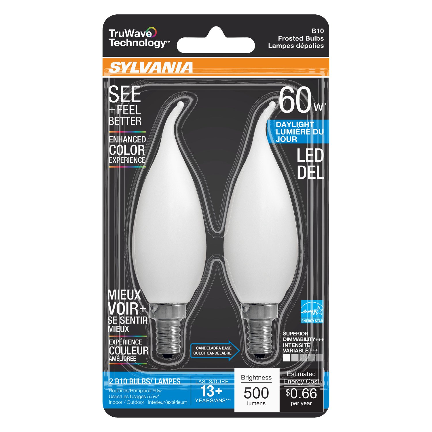 Sylvania TruWave E12 60-Watt Frosted LED Light Bulbs - Daylight - Shop ...