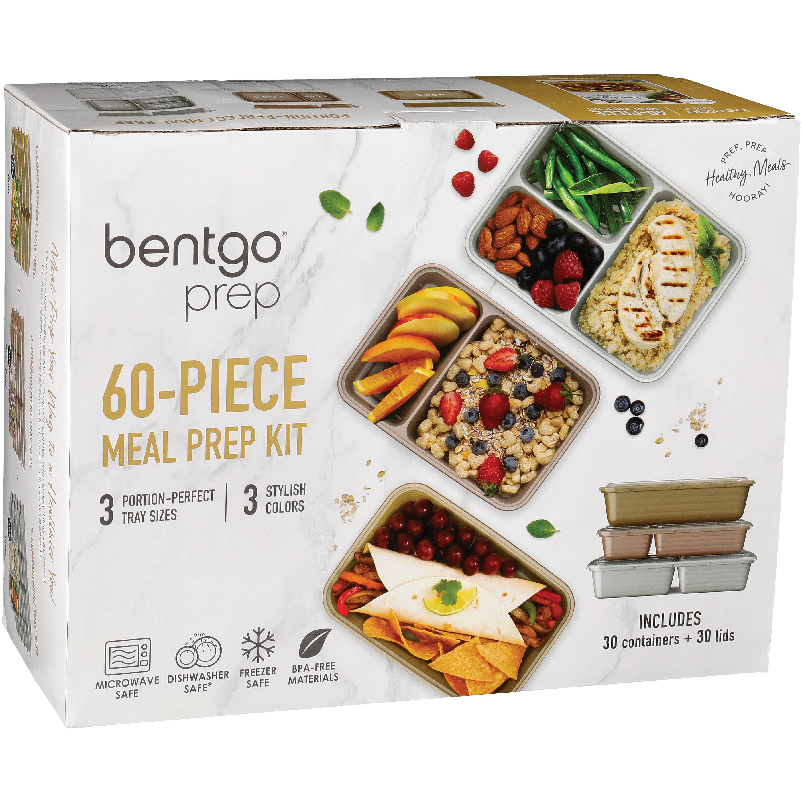 Bentgo Food Prep 2-Compartment Storage Containers, Pack of 10 - Rose Gold