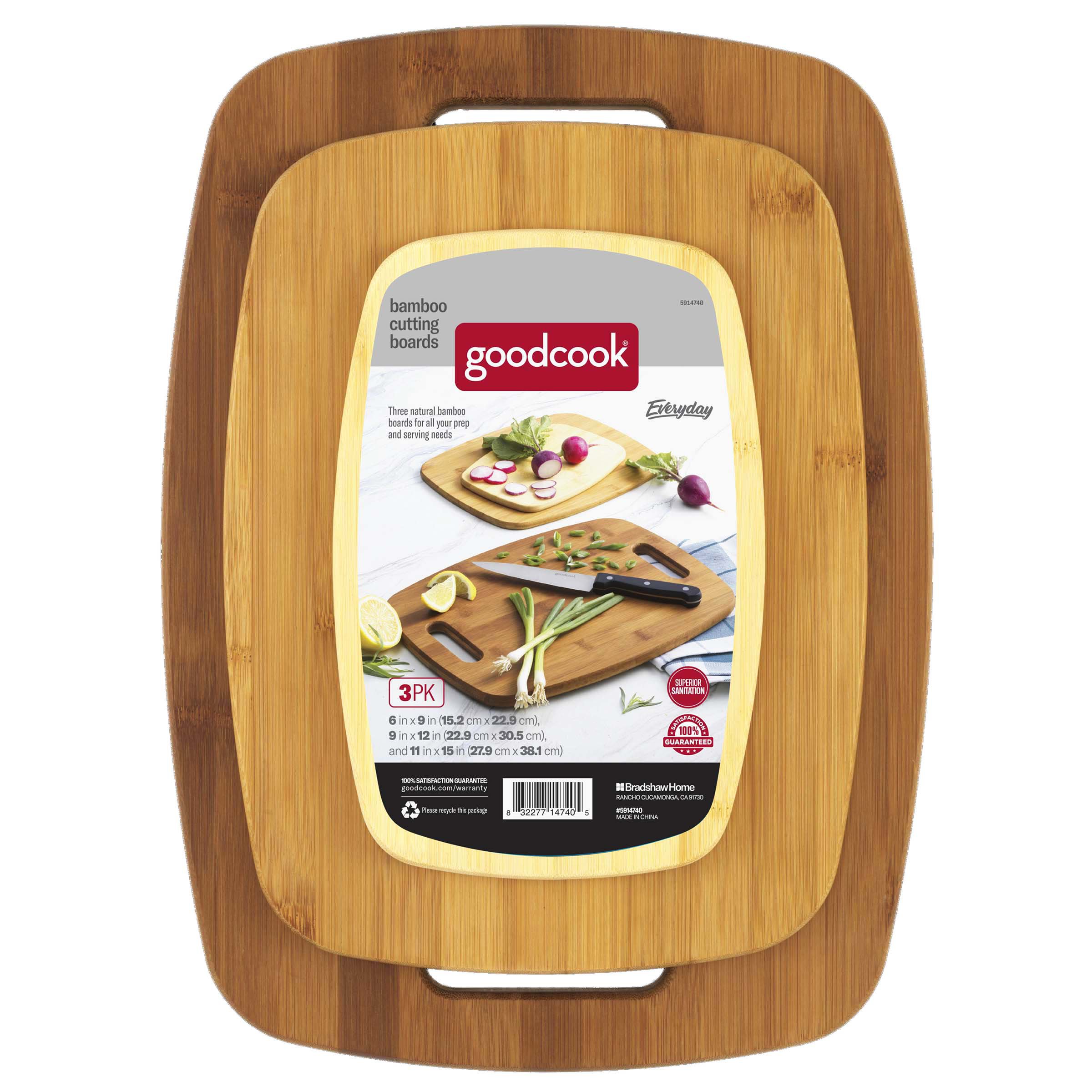 Gourmet Home Products Bamboo Cutting Board, 3 Pack, Natural