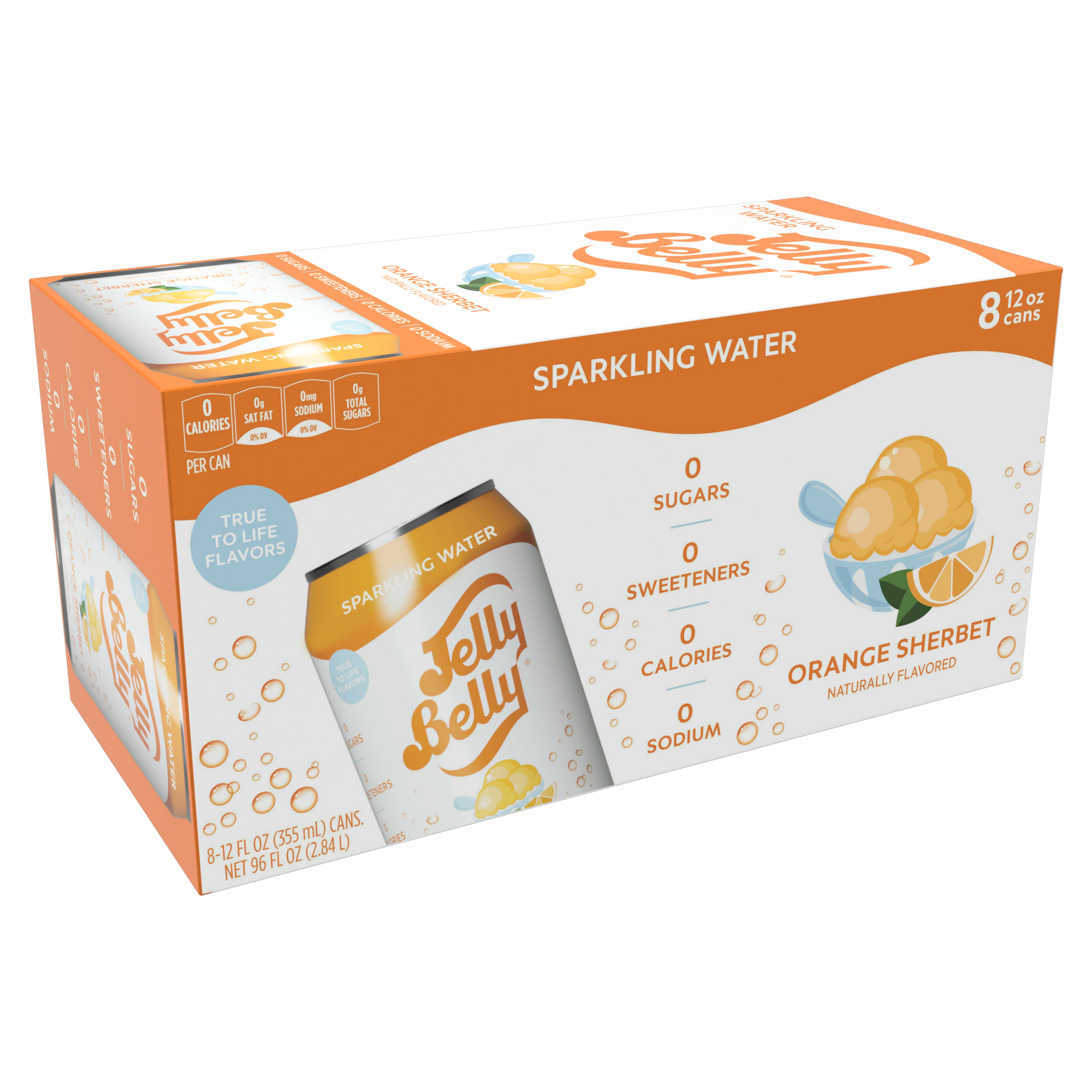 Jelly Belly Orange Sherbert Sparkling Water 12 oz Cans Shop Water at HEB
