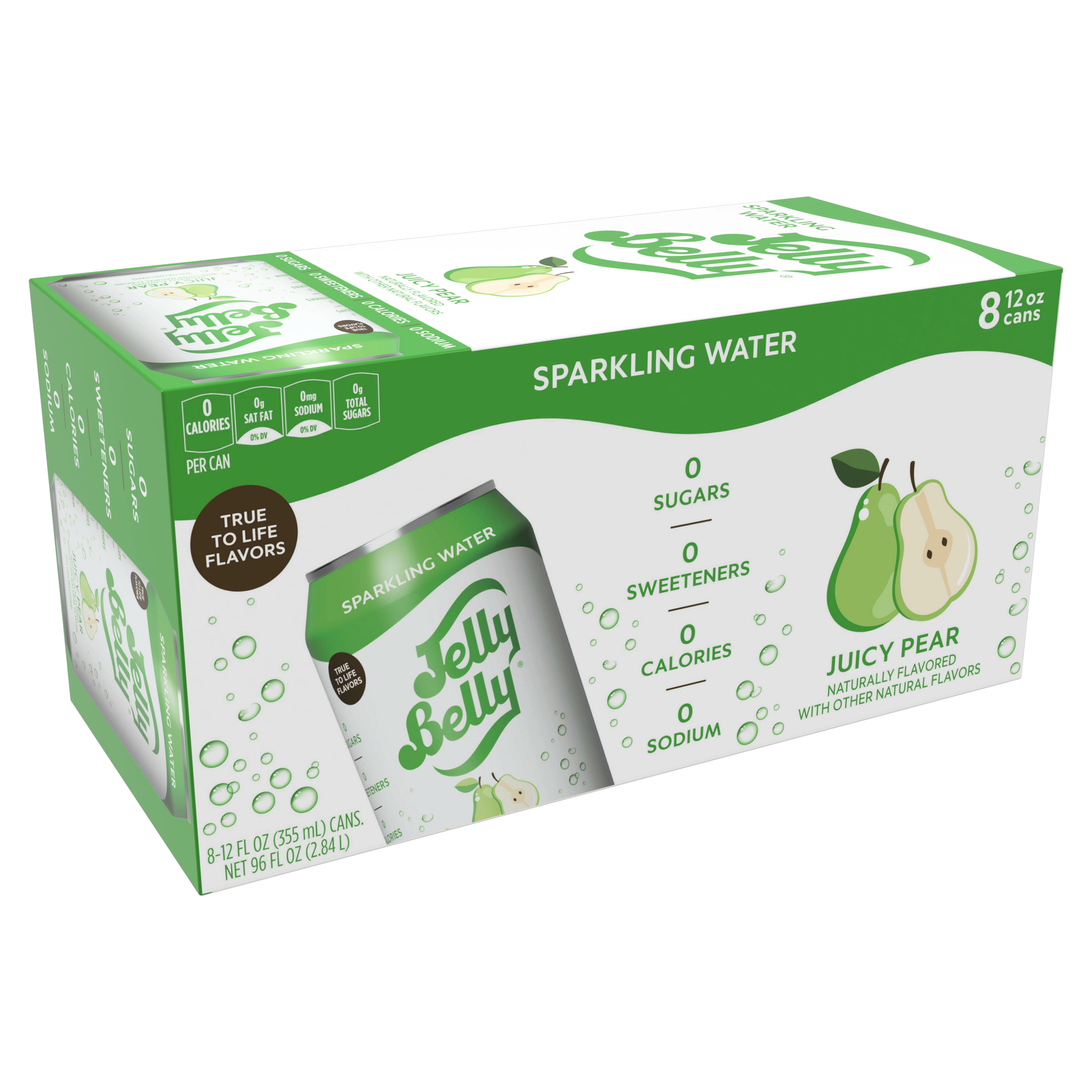 Jelly Belly Juicy Pear Sparkling Water 12 oz Cans Shop Water at HEB