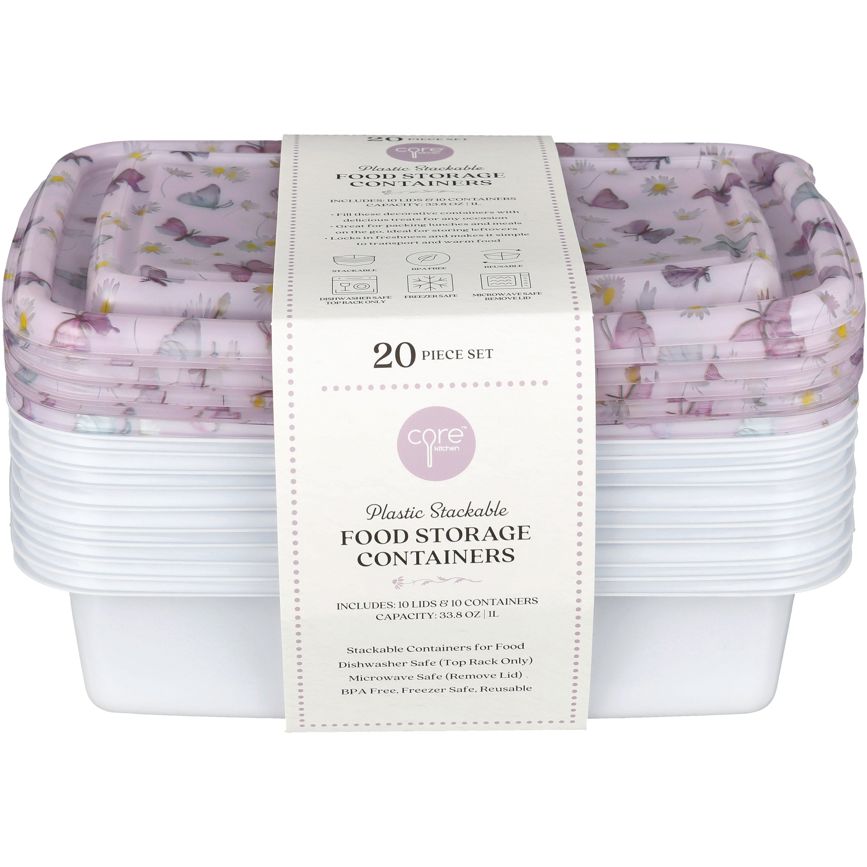 Core Kitchen Stackable Food Storage Containers with Lids Purple, 10