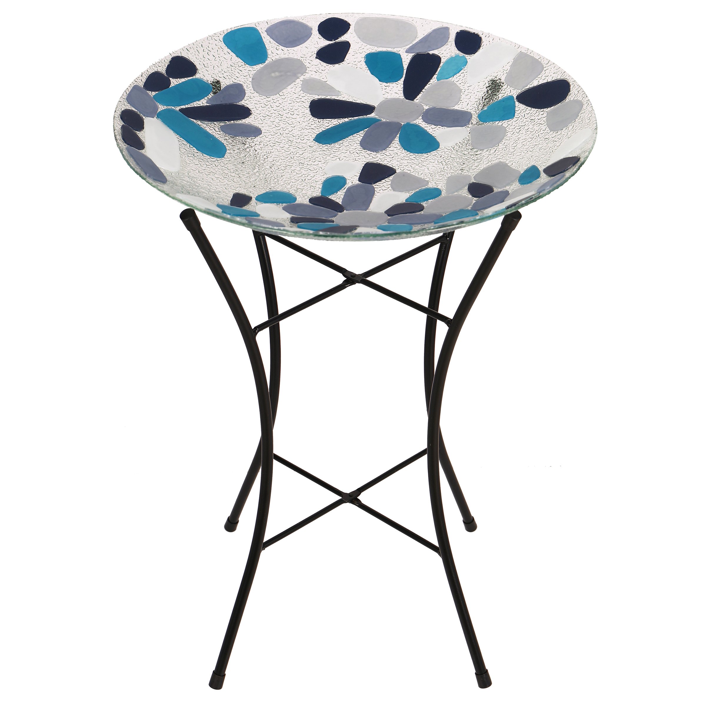 Evergreen Floral Glass Mosaic Bird Bath with Metal Stand Shop Birdbaths at HEB