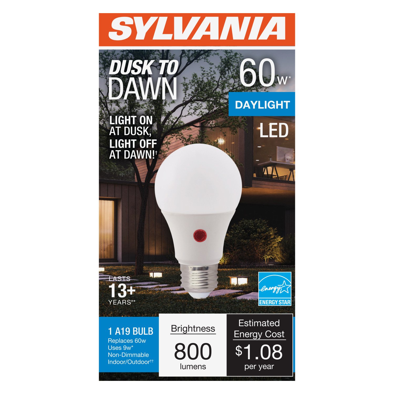Sylvania Dusk To Dawn A19 60Watt LED Light Bulb Daylight Shop