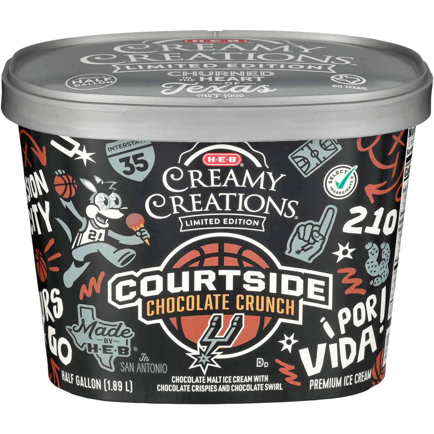 H-E-B Creamy Creations Courtside Chocolate Crunch Ice Cream; image 1 of 2