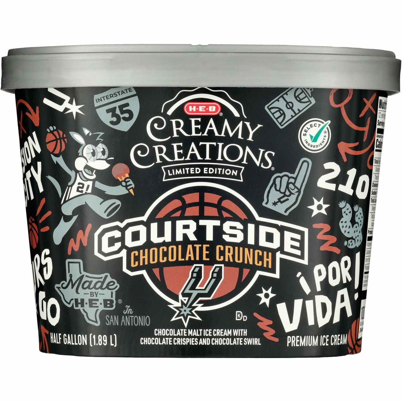 H-E-B Creamy Creations Courtside Chocolate Crunch Ice Cream; image 2 of 2