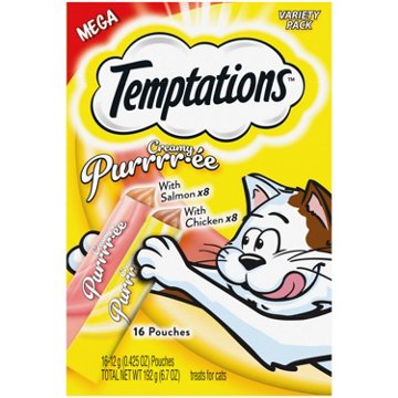Temptations Creamy Puree Squeezable Lickable Wet Cat Treat Tubes