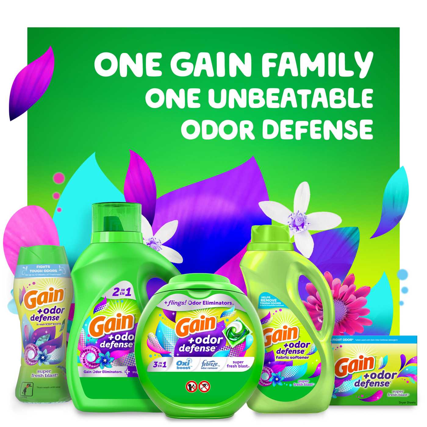 Gain + Odor Defense Fireworks In-Wash Scent Booster - Super Fresh Blast; image 3 of 8