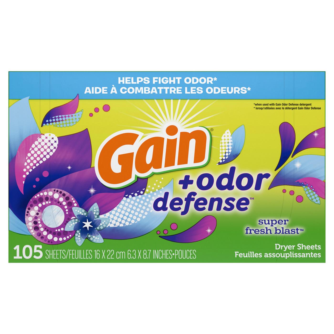 Gain + Odor Defense Fabric Softener Dryer Sheets - Super Fresh Blast; image 2 of 7