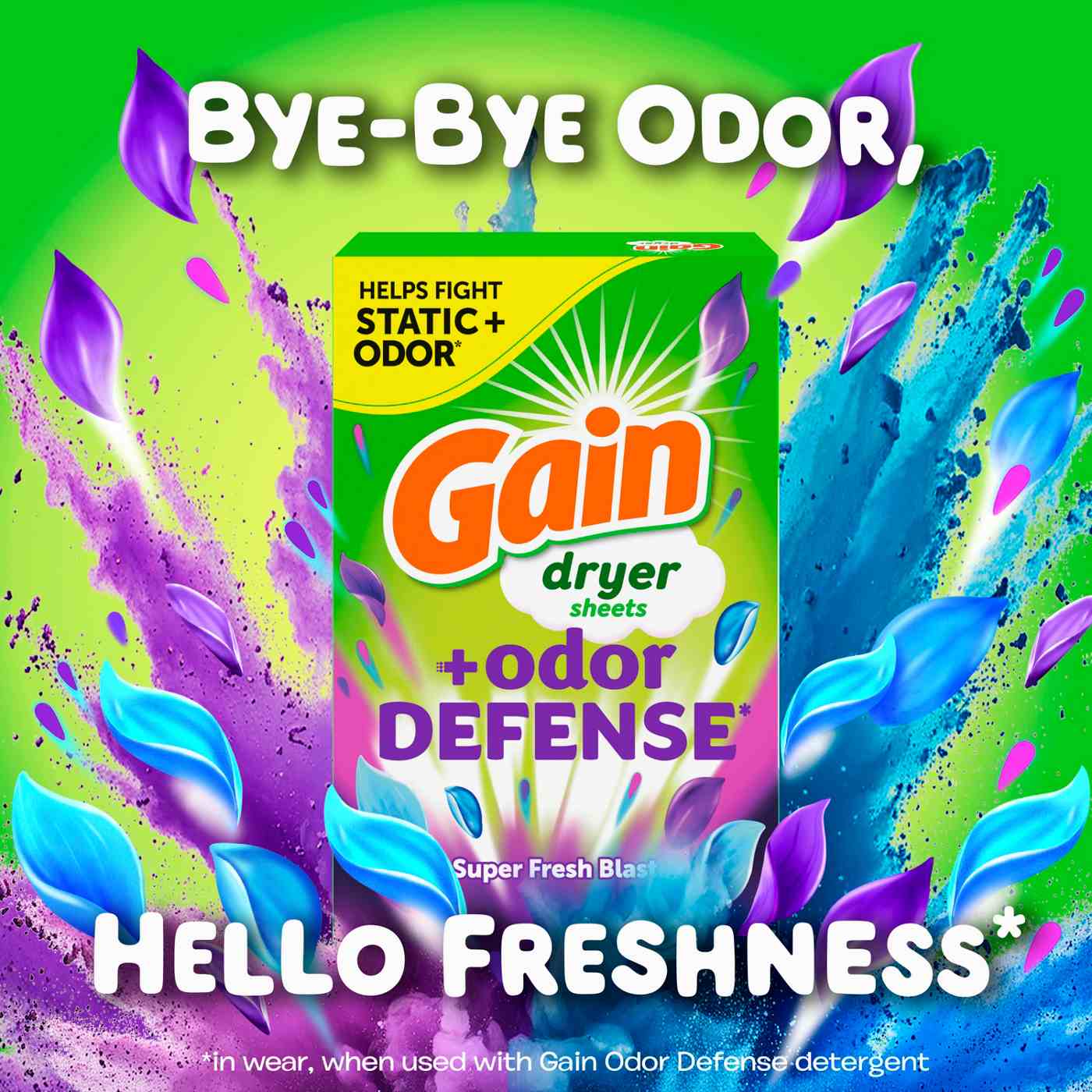Gain + Odor Defense Fabric Softener Dryer Sheets - Super Fresh Blast; image 5 of 8