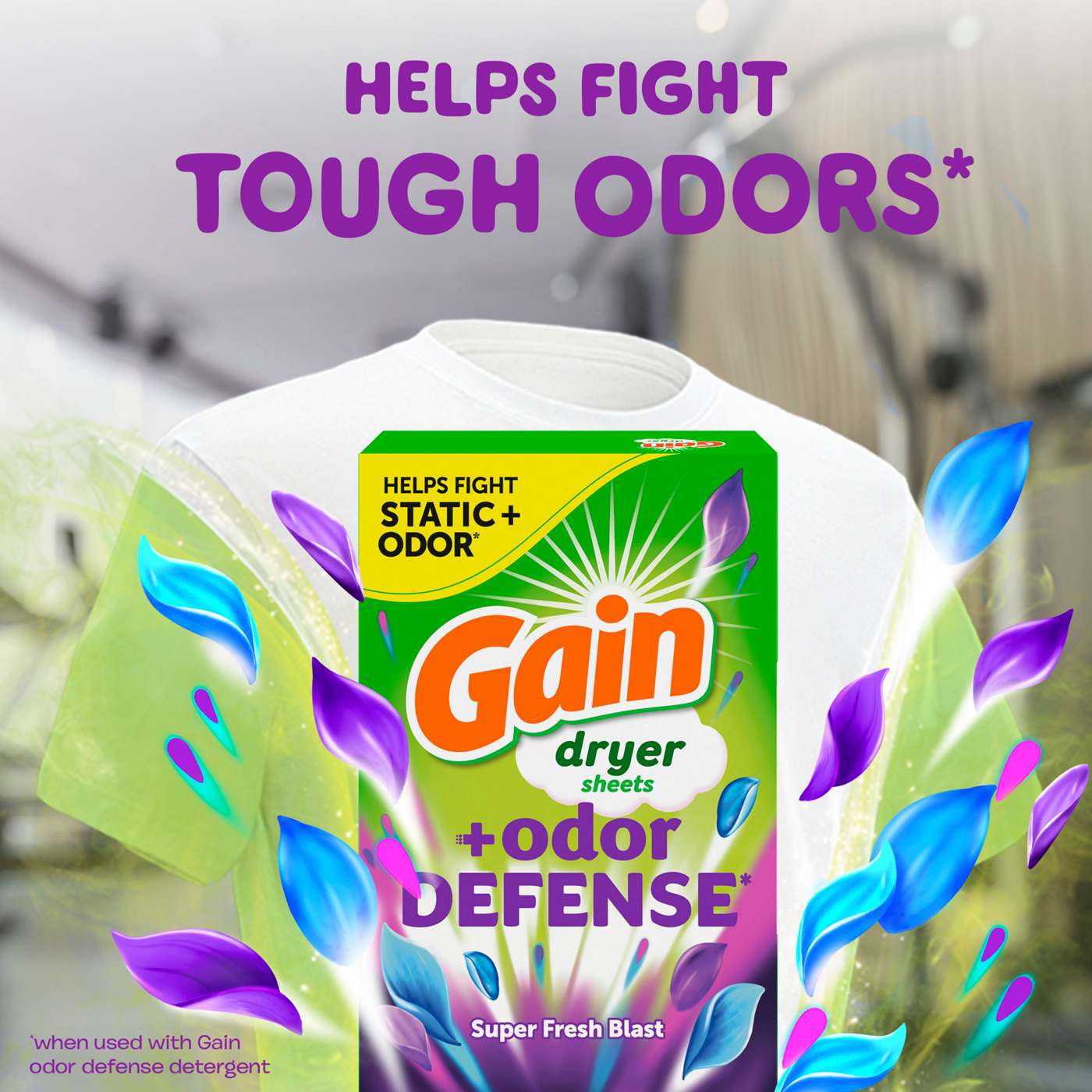 Gain + Odor Defense Fabric Softener Dryer Sheets - Super Fresh Blast; image 7 of 8
