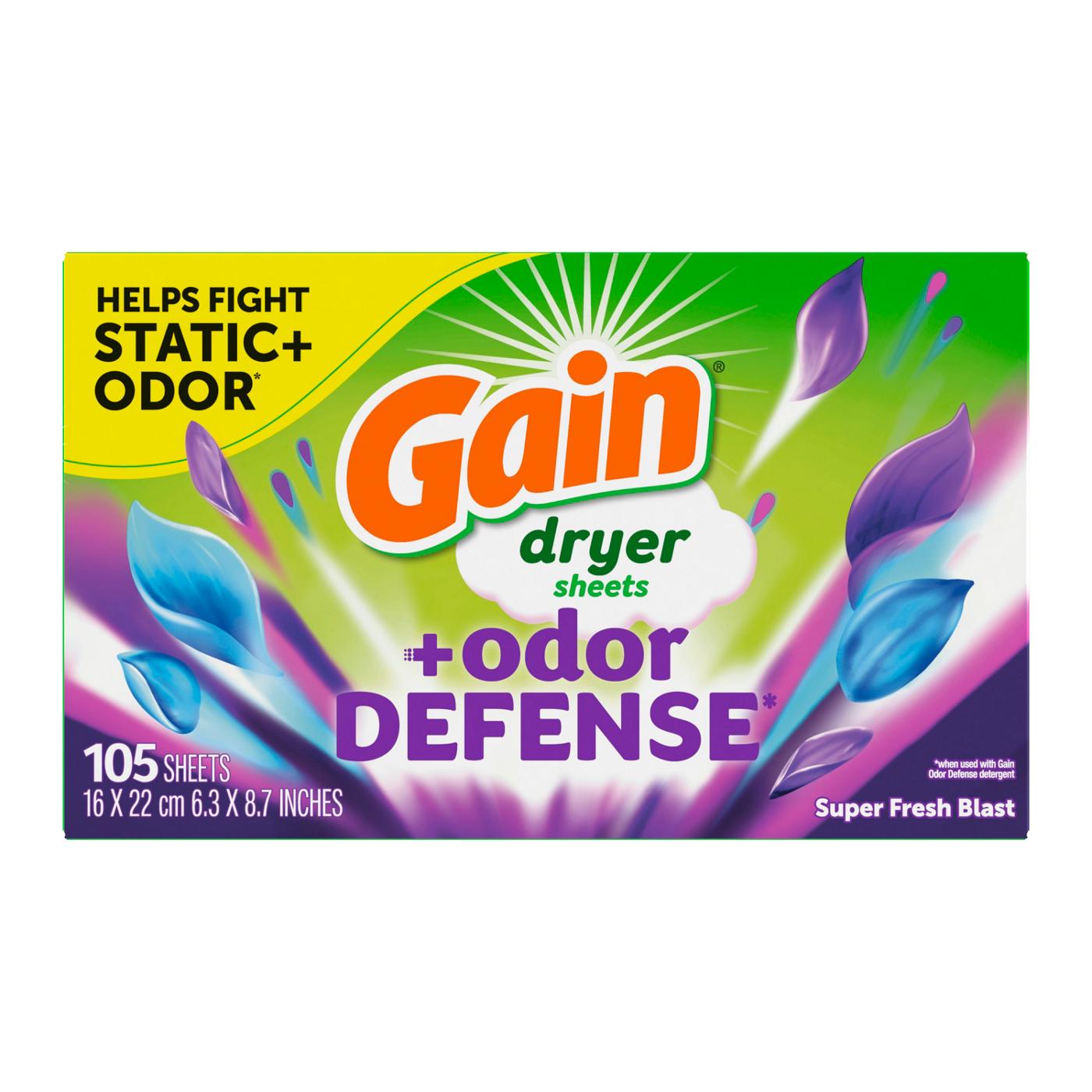 Gain + Odor Defense Fabric Softener Dryer Sheets - Super Fresh Blast; image 8 of 8