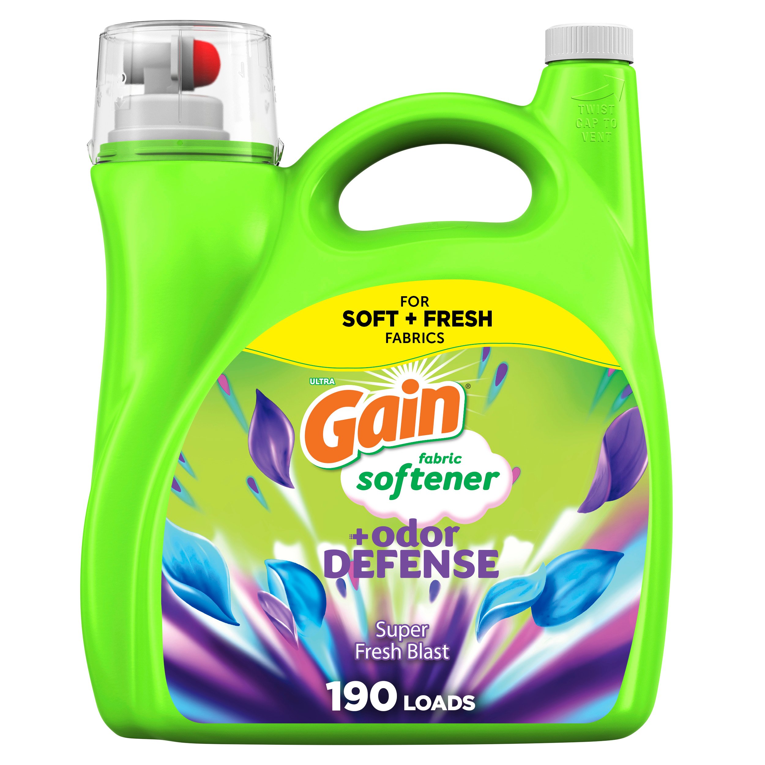Gain Odor Defense Super Fresh Blast Liquid Fabric Softener 190 Loads